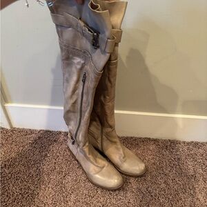 Steve Madden Tan Knee-High Boots with Zipper